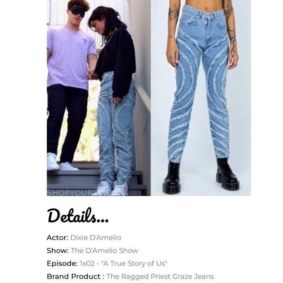 The Ragged Priest Gaze Mom Jeans 30 Circle Panel Frayed Edgy ASO Dixie D’Amelio - Picture 2 of 13